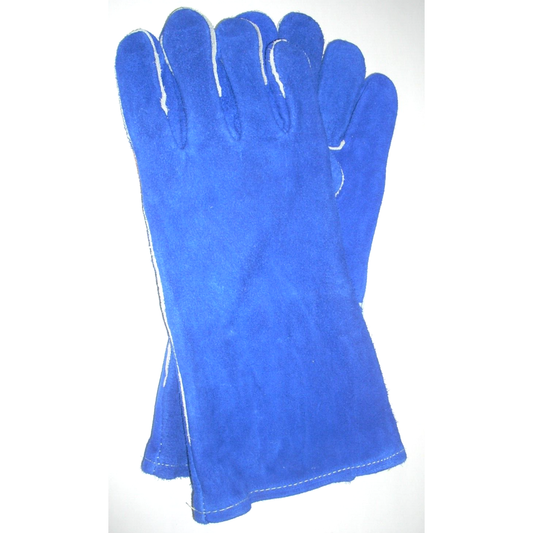 Blue Welding Gloves Split Shoulder Cowhide w Palm Patch Large Dozen