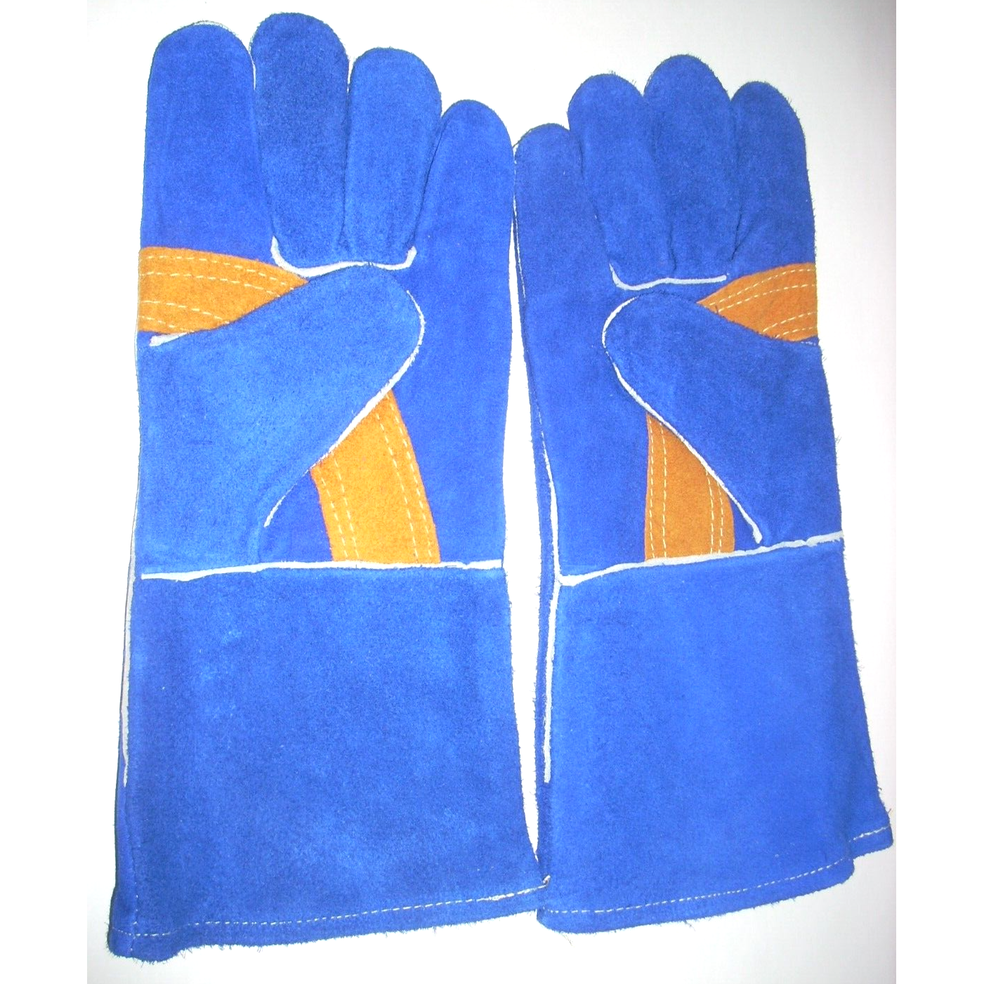 Blue Welding Gloves Split Shoulder Cowhide w Palm Patch Large