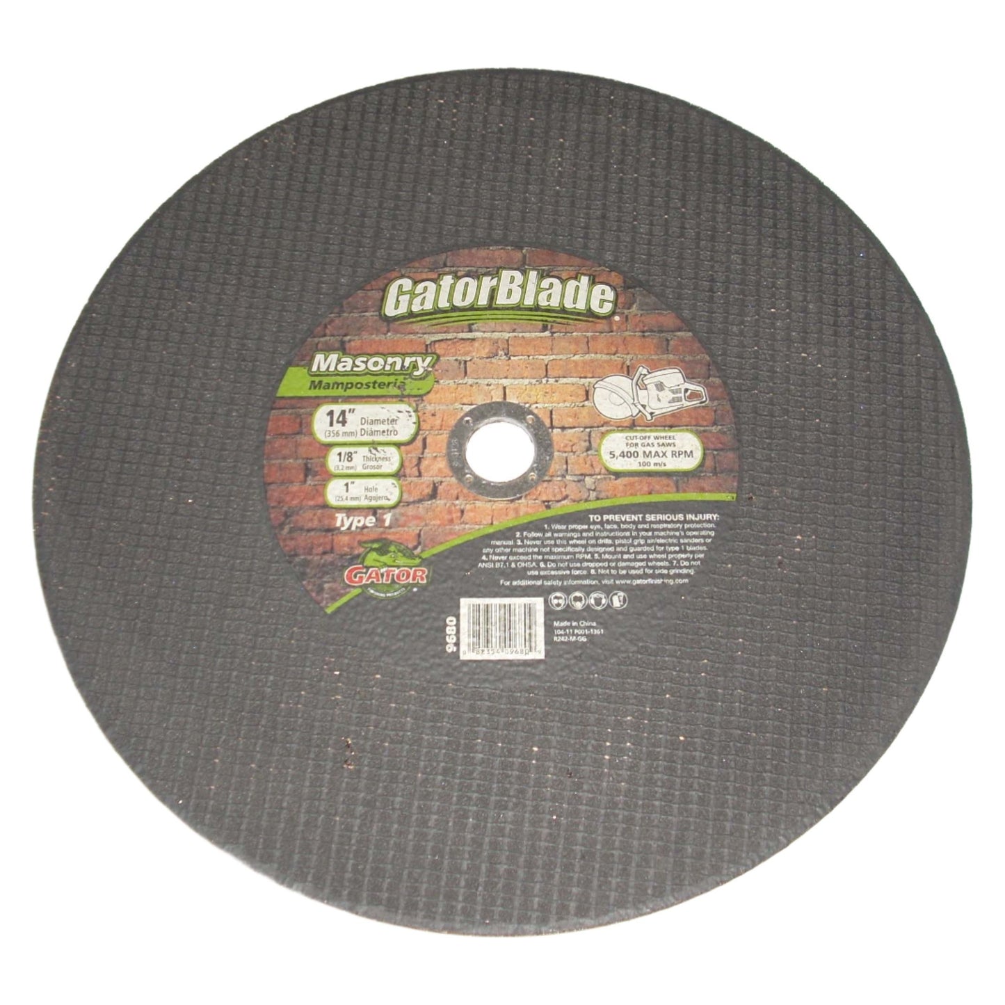 Gator 14 x 1/8 x 1 Masonry High Speed Cut Off Wheel