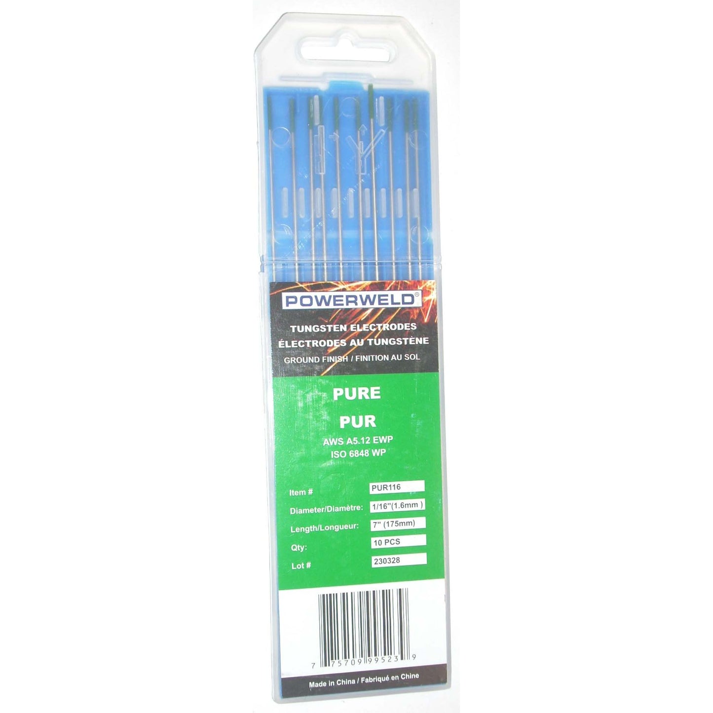 Powerweld 1/16 x 7 Pure Tungsten Tig Welding Rods 10 pk