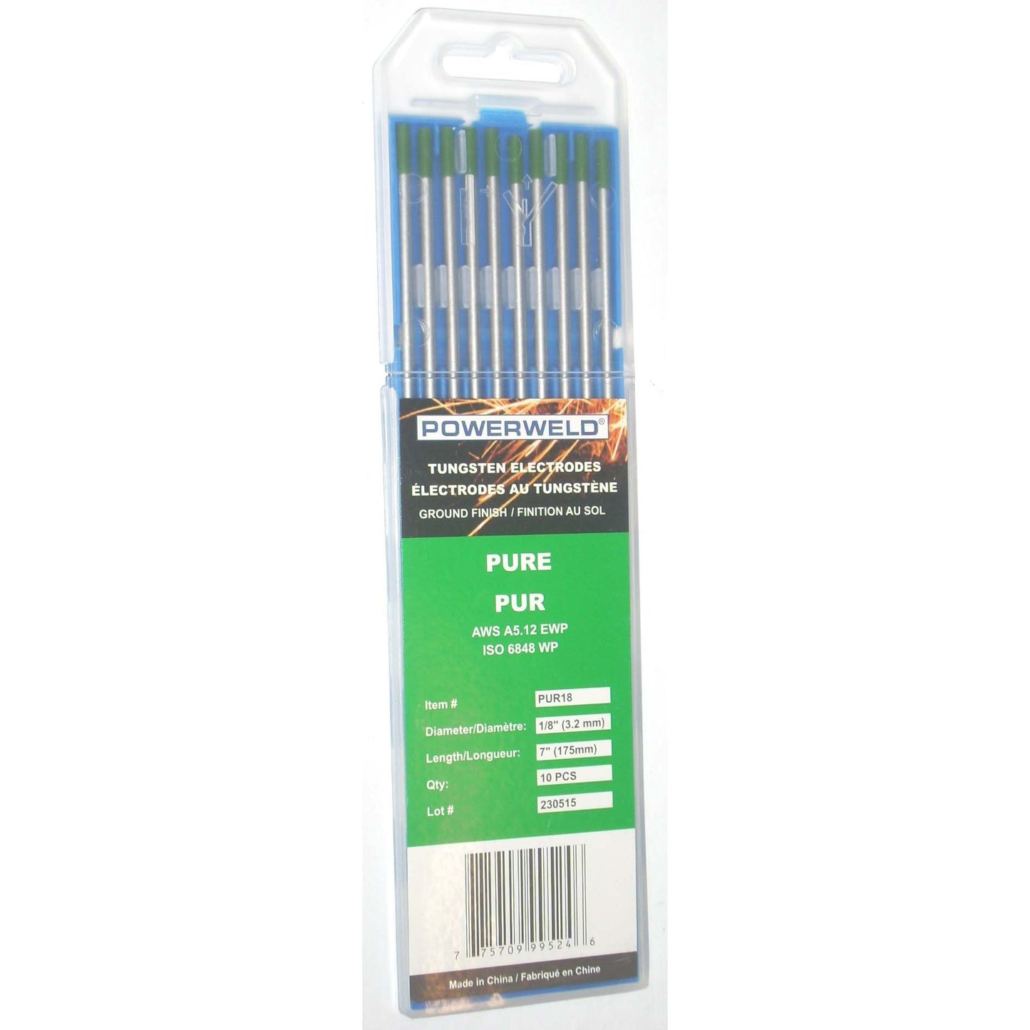 Powerweld 1/8 x 7 Pure Tungsten Tig Welding Rods 10 pk