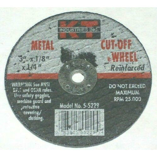 KT Industries 5-5229 Metal Cut-Off Grinding Wheel 3 x 1/8 x 1/4 10 pk