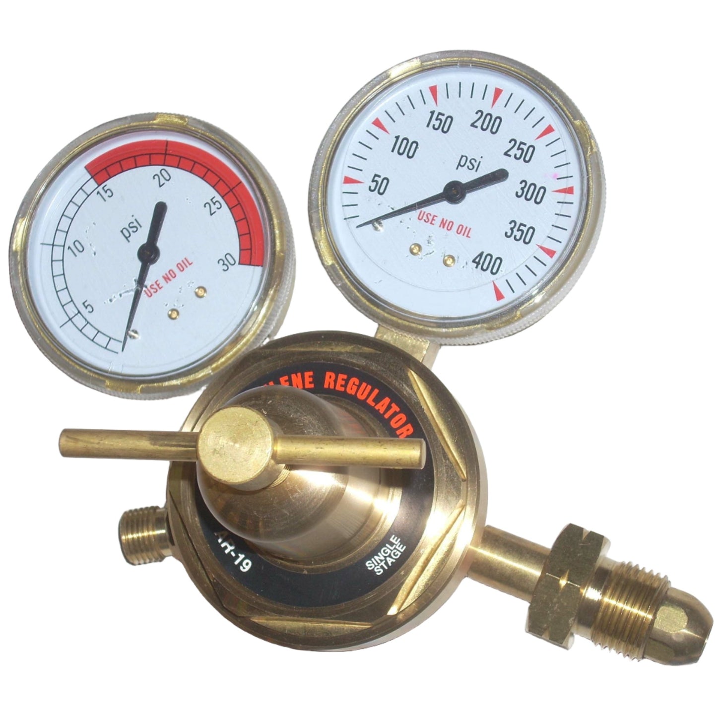 Acetylene or LP Propane Gas Regulator AR-19 CGA 510 Inlet 2 1/2" Gauges