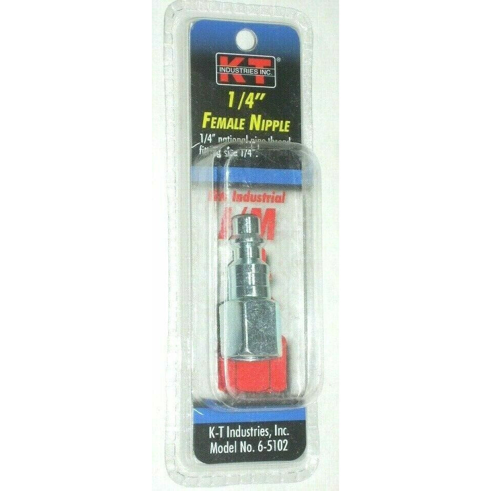KT Industries 6-5102 Air Fitting 1/4" Femalel Nipple to 1/4" Male NPT Thread