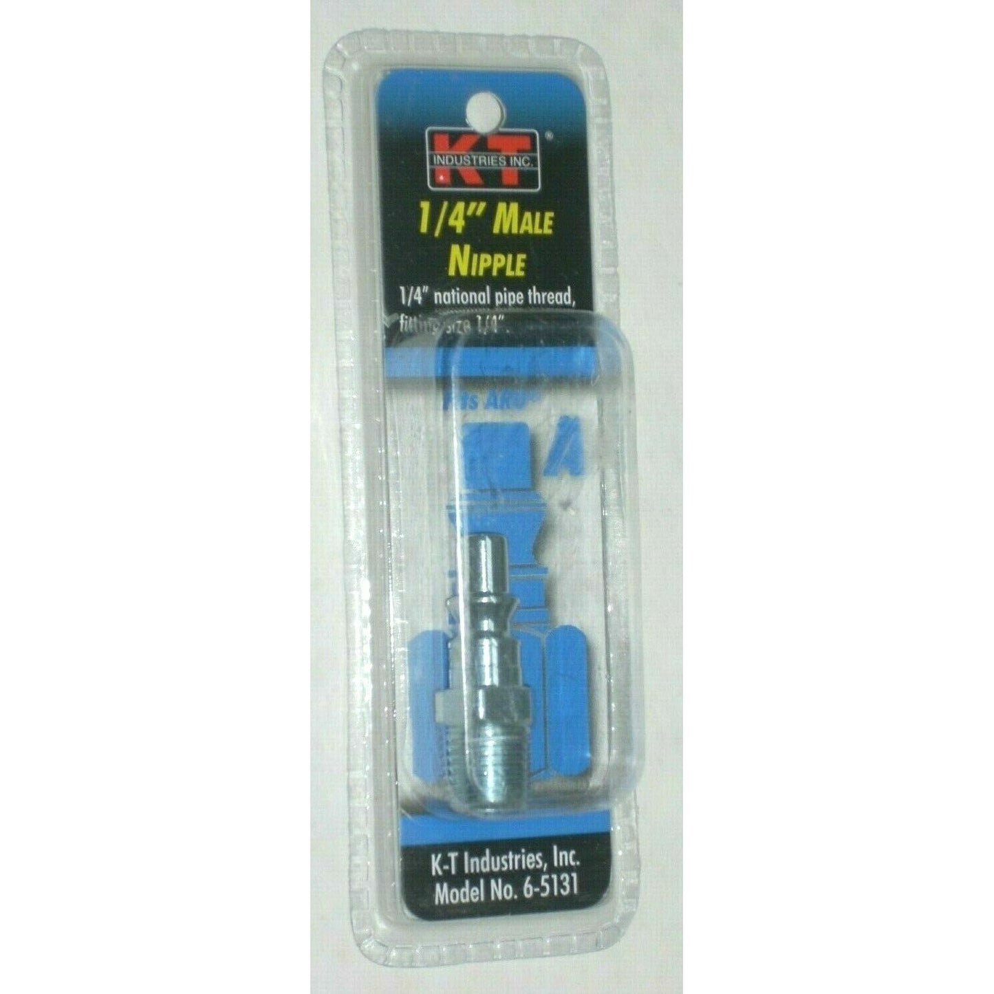 KT Industries 6-5131 1/4" Male Nipple 1/4" MNPT to 1/4" Male Air Fitting for ARO