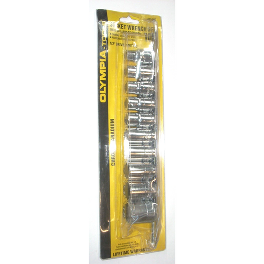 Olympia Tools 09-966 Socket Set w Rack Metric 1/2" Drive 10pc