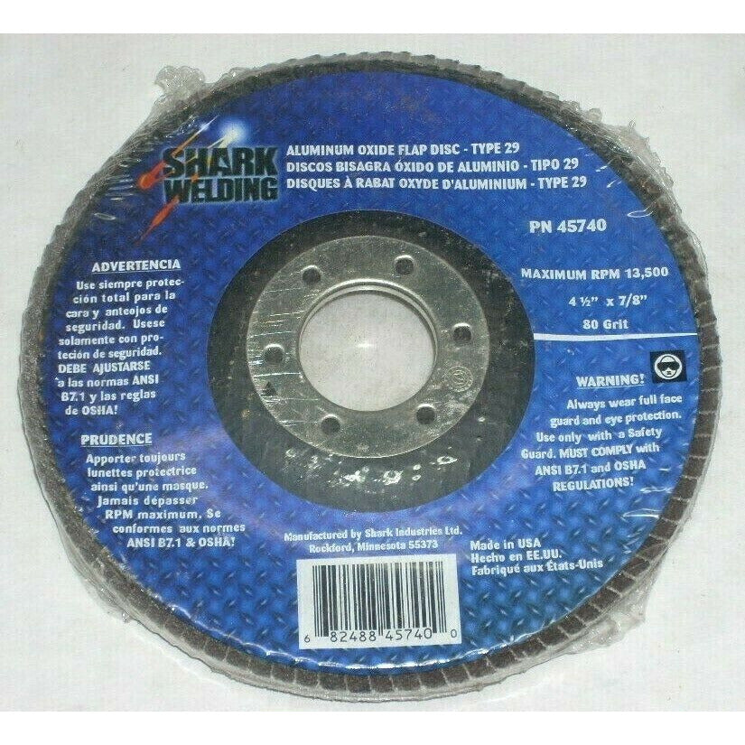 Shark 45740 Aluminum Oxide Flap Disc 4 1/2 x 7/8 Type 29 80 Grit