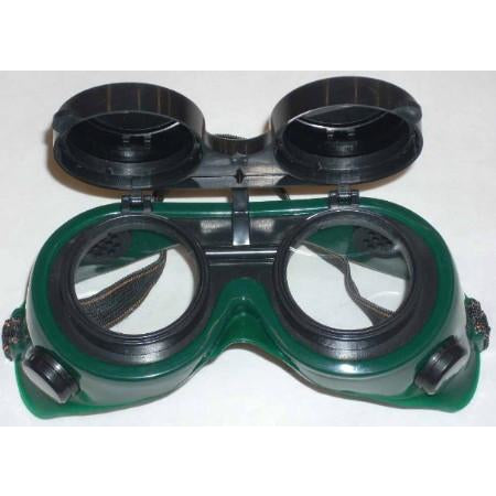 Green Welding Goggles Round Flip Lens - ATL Welding Supply