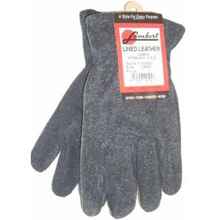 Lambert Black Stonewash Suede Sherpa Lined Gloves Large - ATL Welding Supply
