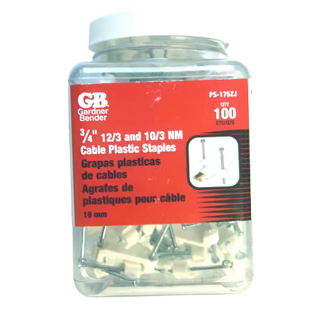 100 GB 3/4" 12/3 & 10/3 NM Cable Plastic Staples - ATL Welding Supply