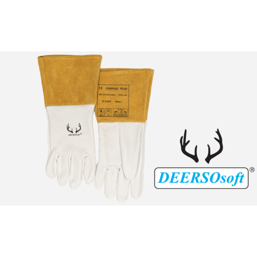Weldas 10-2304XL DEERSOsoft TIG/MIG Gloves Grain Deerskin 4" Cowhide Cuff XL