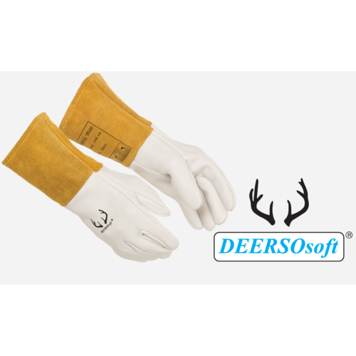Weldas 10-2304XL DEERSOsoft TIG/MIG Gloves Grain Deerskin 4" Cowhide Cuff XL