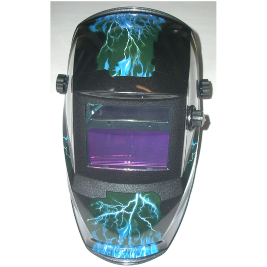 Blue Lightning Welding Helmet Auto Darkening Adj Shade 9-13 Solar w 2 Extra Lens