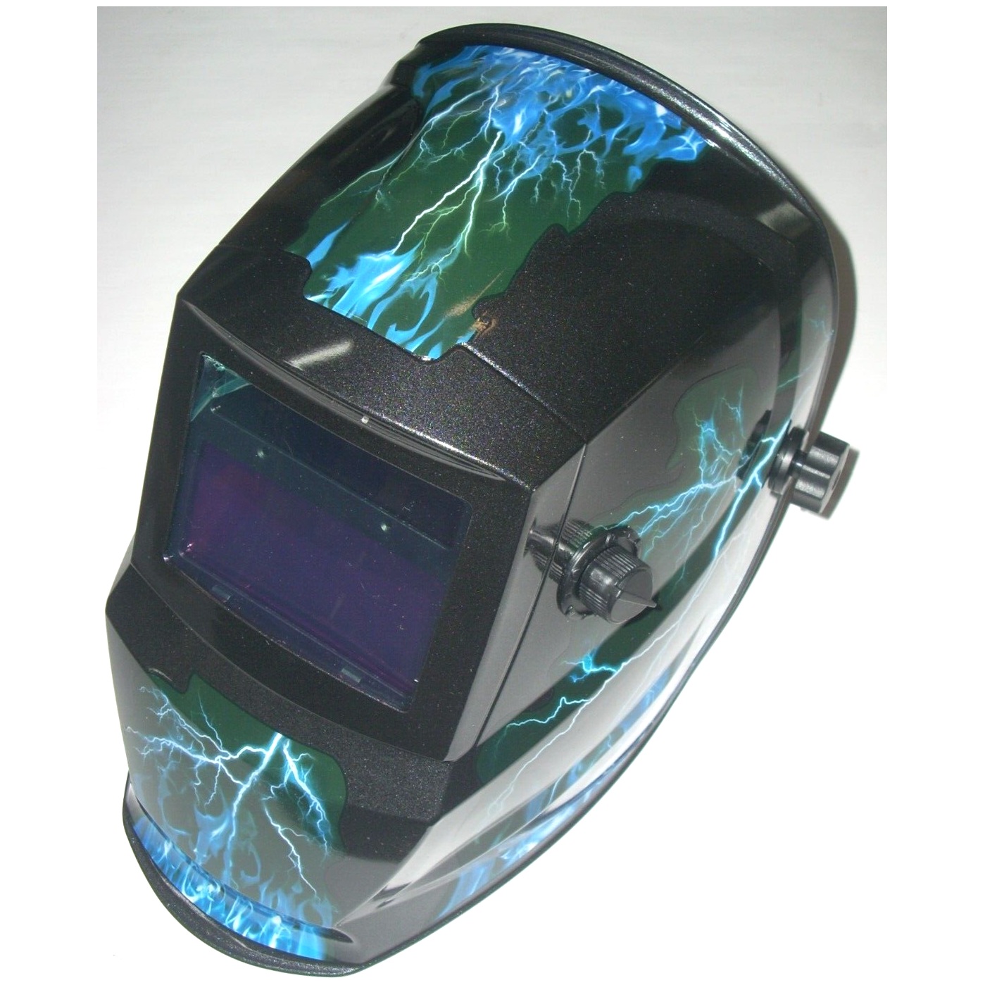 Blue Lightning Welding Helmet Auto Darkening Adj Shade 9-13 Solar w 2 Extra Lens