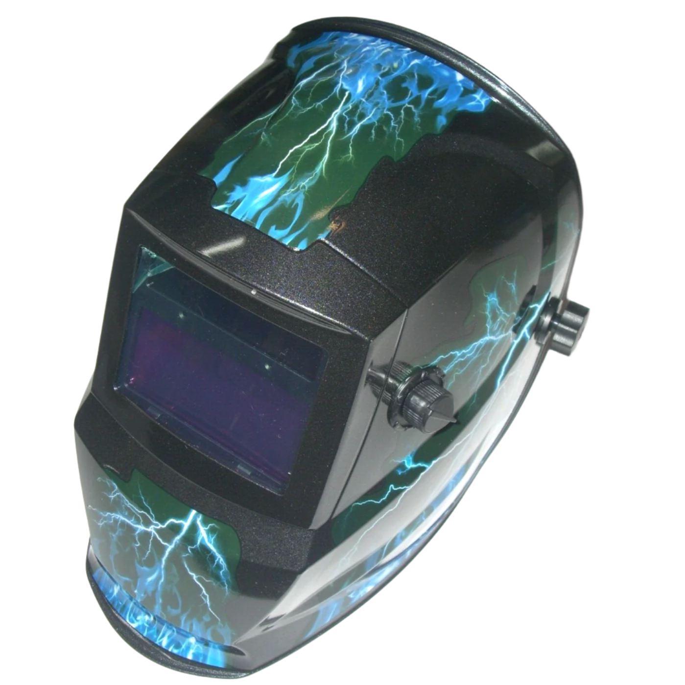 Blue Lightning Welding Helmet Auto Darkening Adj Shade 9-13 Solar w 2 Extra Lens