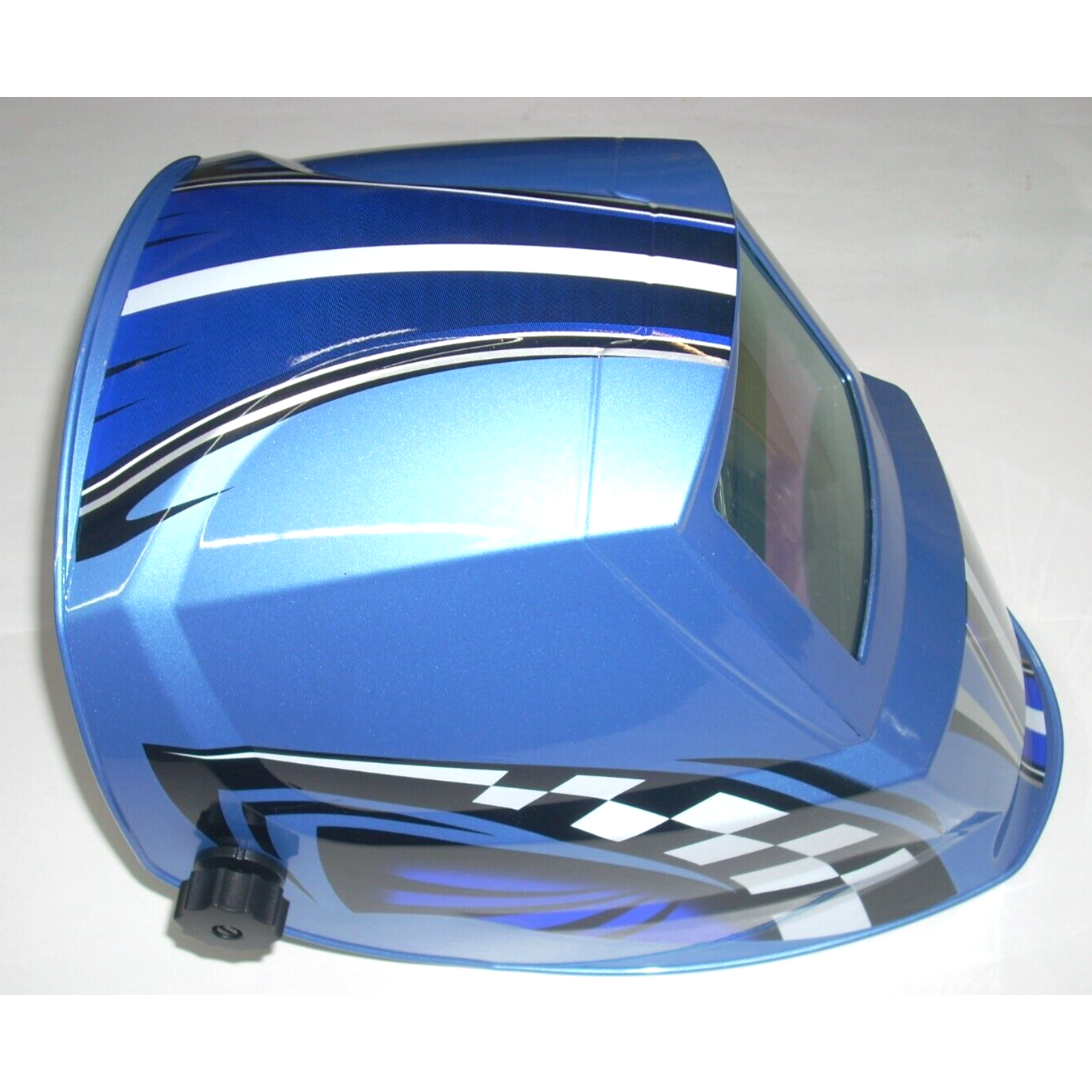 Blue Racing Welding Helmet Auto Darkening Adj Shade 9-13 Solar w 2 Extra Lenses
