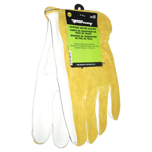 Forney Split Back Cowhide Leather Driver Work Gloves 2XL