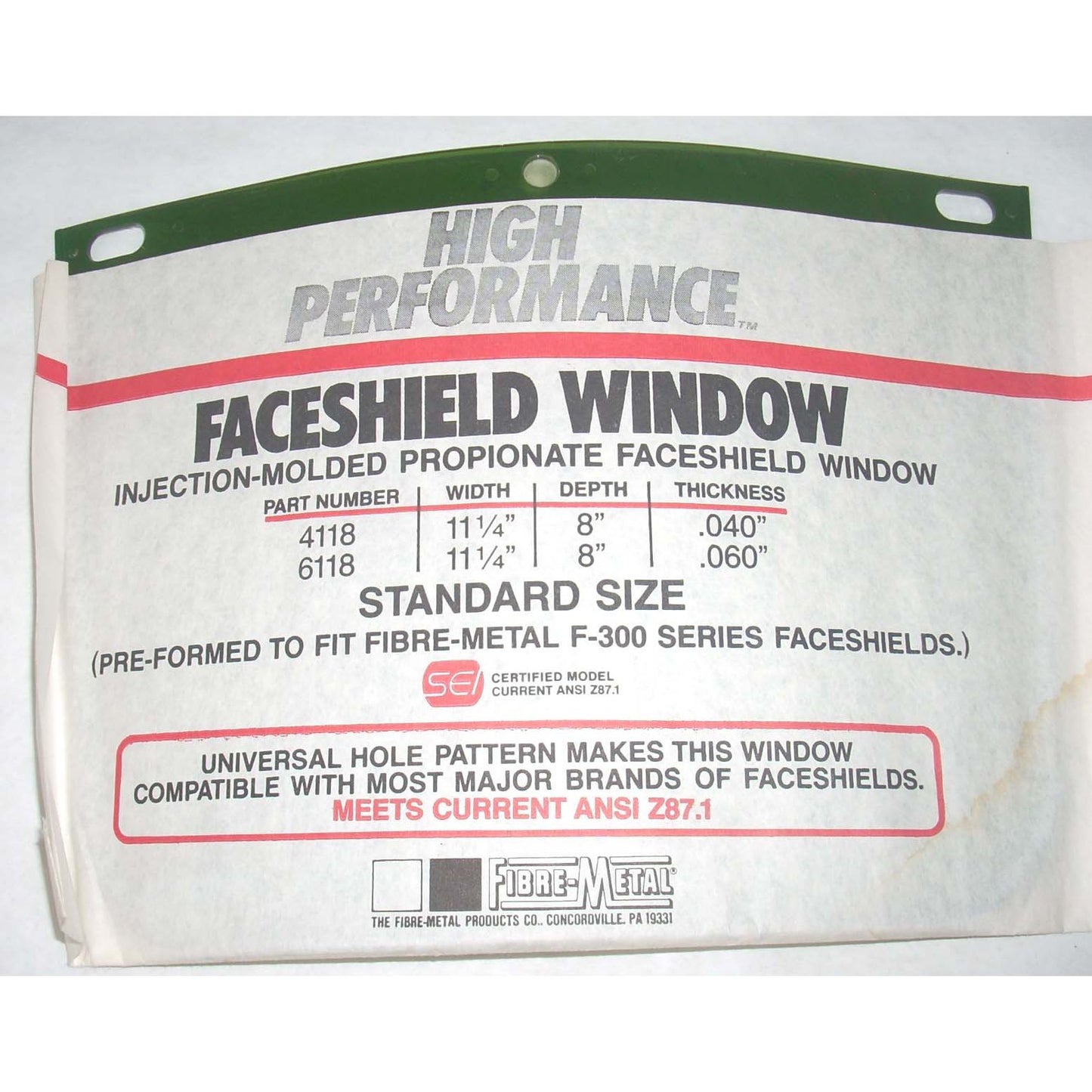 Fibre Metal 4118 Dark Face Shield 8 x 11.25 Unbound