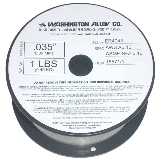 Washington Alloy 4043 Aluminum Mig Wire .035 1 lb