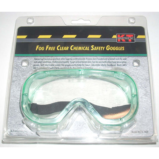 KT Industries 4-2409 Fog Free Chemical Safety Goggles