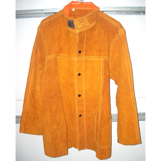 Leather Welding Jacket w Hunter Orange FR Back Size XL