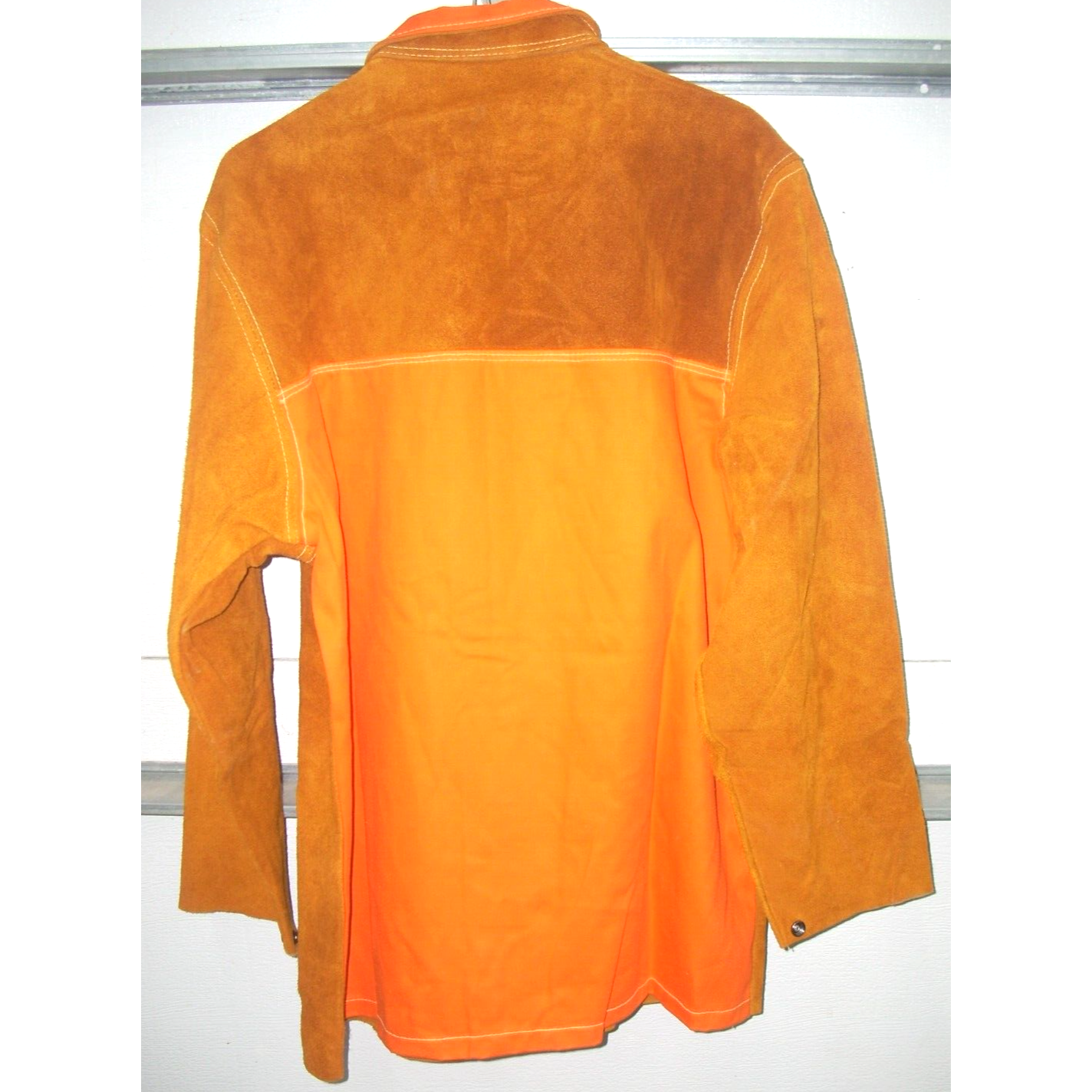 Leather Welding Jacket w Hunter Orange FR Back Size XL