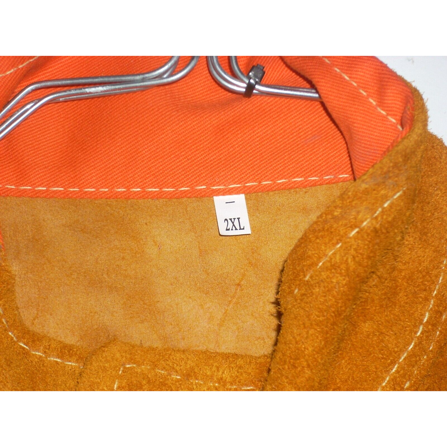 Leather Welding Jacket w Hunter Orange FR Back Size 2XL