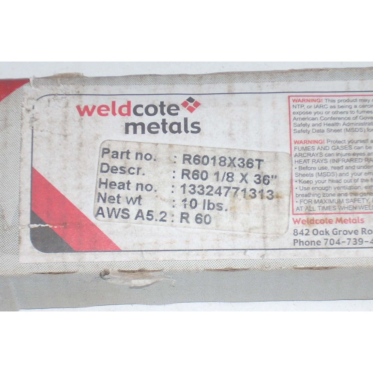 Weld-Cote R60 Oxy-Acetylene 1/8 x 36 Welding Rods 10 lbs
