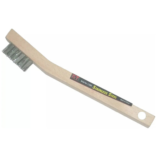 KT Industries Stainless Steel Wire Brush Wood Handle Toothbrush