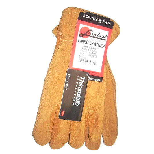 Lambert 4TH Rusty Brown Ranch Suede Leather Gloves Thinsulate Lined Medium USA