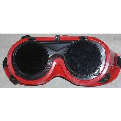 Red Welding Safety Goggles 50mm Round Flip Front Lens Shade 5 - ATL Welding Supply