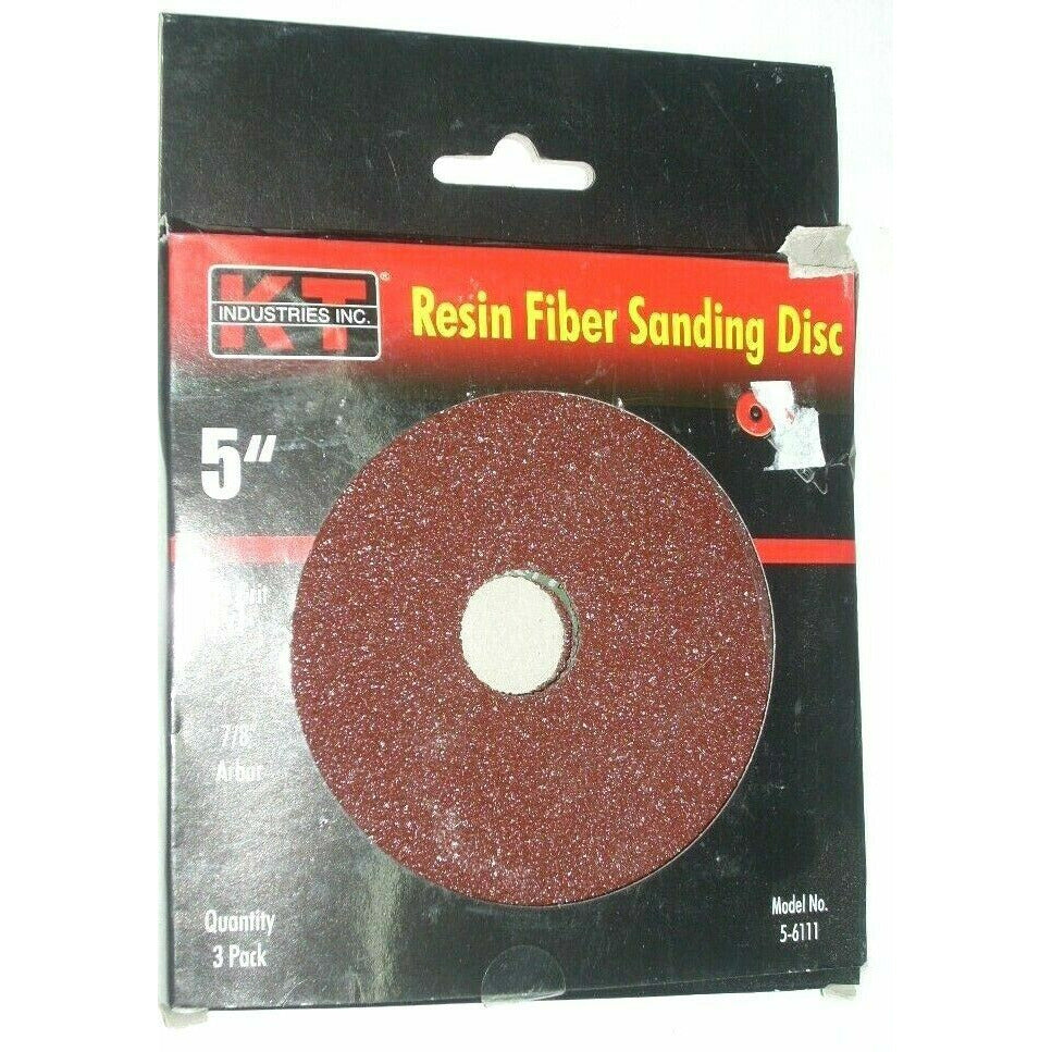 10 KT Industries 5-6111 Aluminum Oxide Sanding Discs 5 x 7/8 24g 3 pk