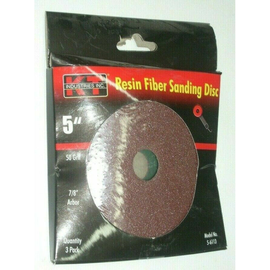 KT Industries 5-6113 Aluminum Oxide Sanding Discs 5 x 7/8 50 Grit 3 pk