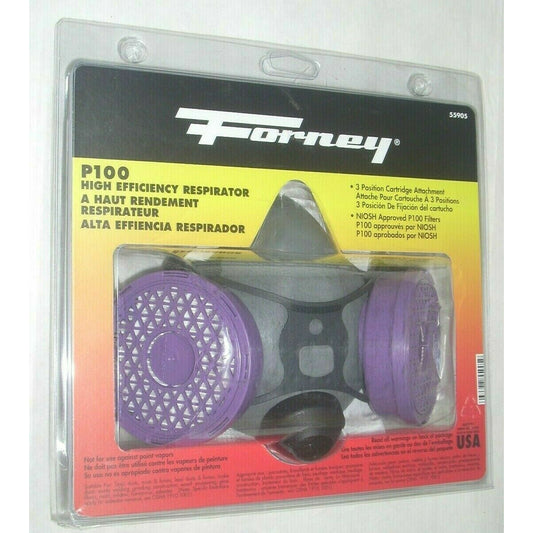 Forney P100 High Efficiency Respirator 3 Position Cartridge w Filters NIOSH Appr