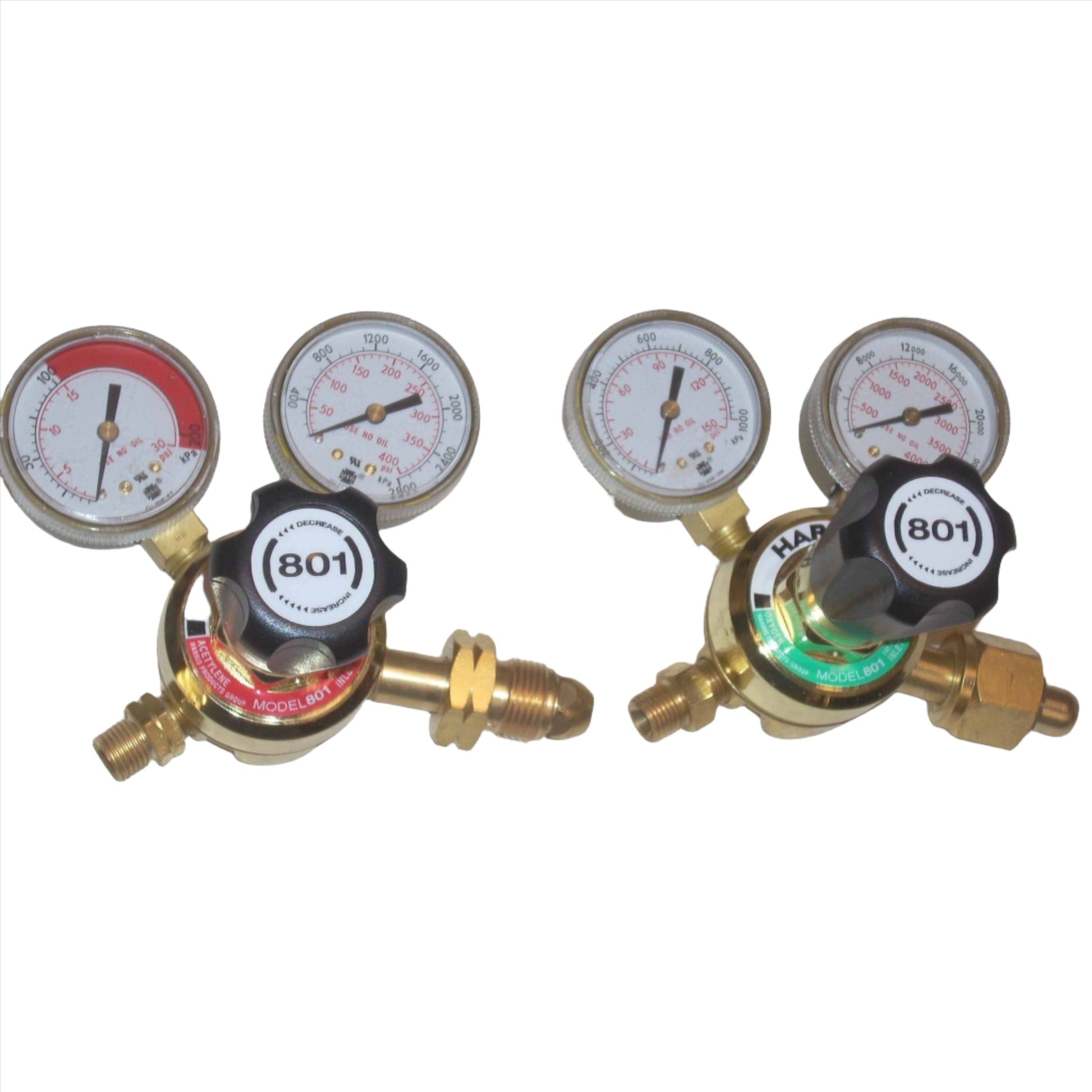Harris 801 Oxygen Acetylene or LP Cutting Welding Regulator Set CGA 510 - ATL Welding Supply