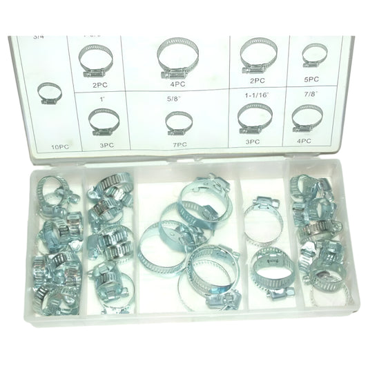 BR Tool HC40 Hose Clamp Assortment 40pc Worm Gear Style Zinc Coated Hvy Ga Steel