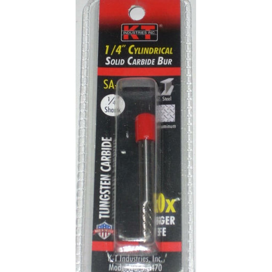 KT Industries 5-8470 Cylindrical Tungsten Carbide Burr 1/4" Dia 1/4 Shank SA-1