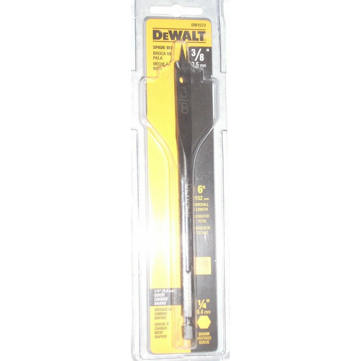 Dewalt DW1572 3/8" Spade Drill Bits 6" Long 1/4" Hex Drive