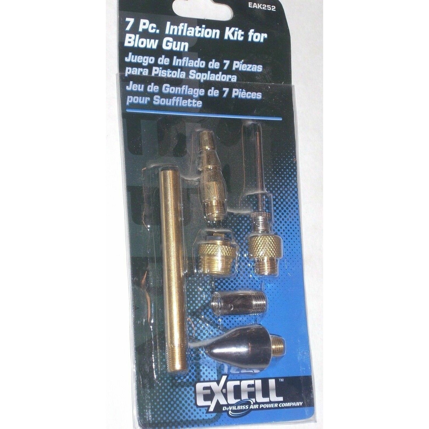 Ex-Cell EAK252 7pc Inflation Kit for Air Blow Gun Nozzle Needle Fittings