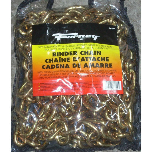 Forney 70399 Binder Chain w Clevis Hooks 3/8 x 20 ft Grade 70
