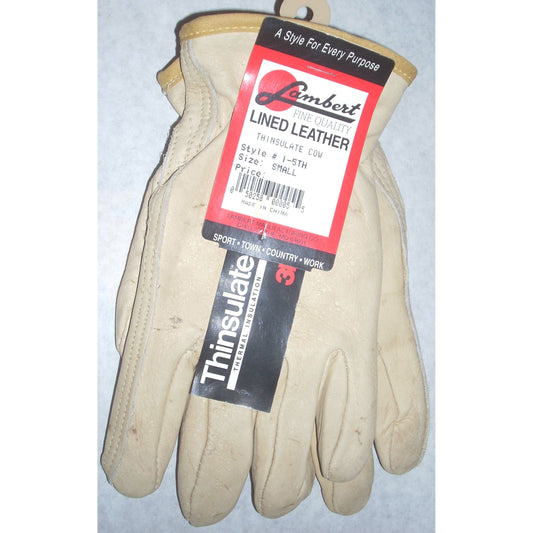 Lambert I-5TH Cowhide Leather Gloves w Defects Thinsulate Lined Size Small