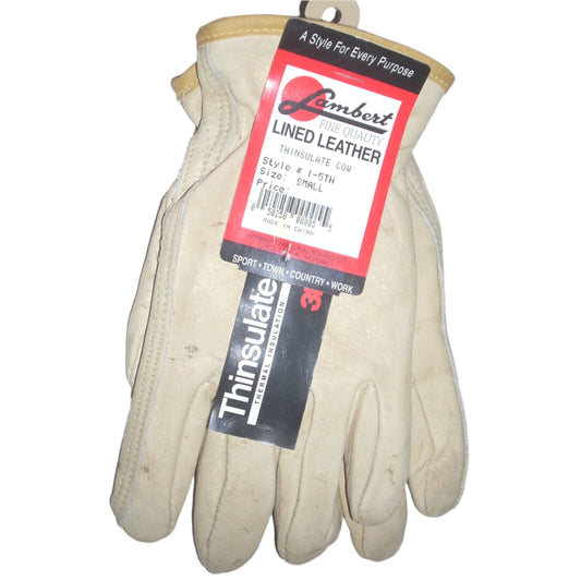 Lambert I-5TH Cowhide Leather Gloves w Defects Thinsulate Lined Size Small