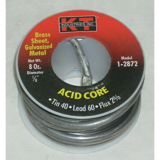 KT Industries 1-2872 Acid Core Solder Wire 40 Tin/60 Lead 1/8" Dia 8 oz Roll