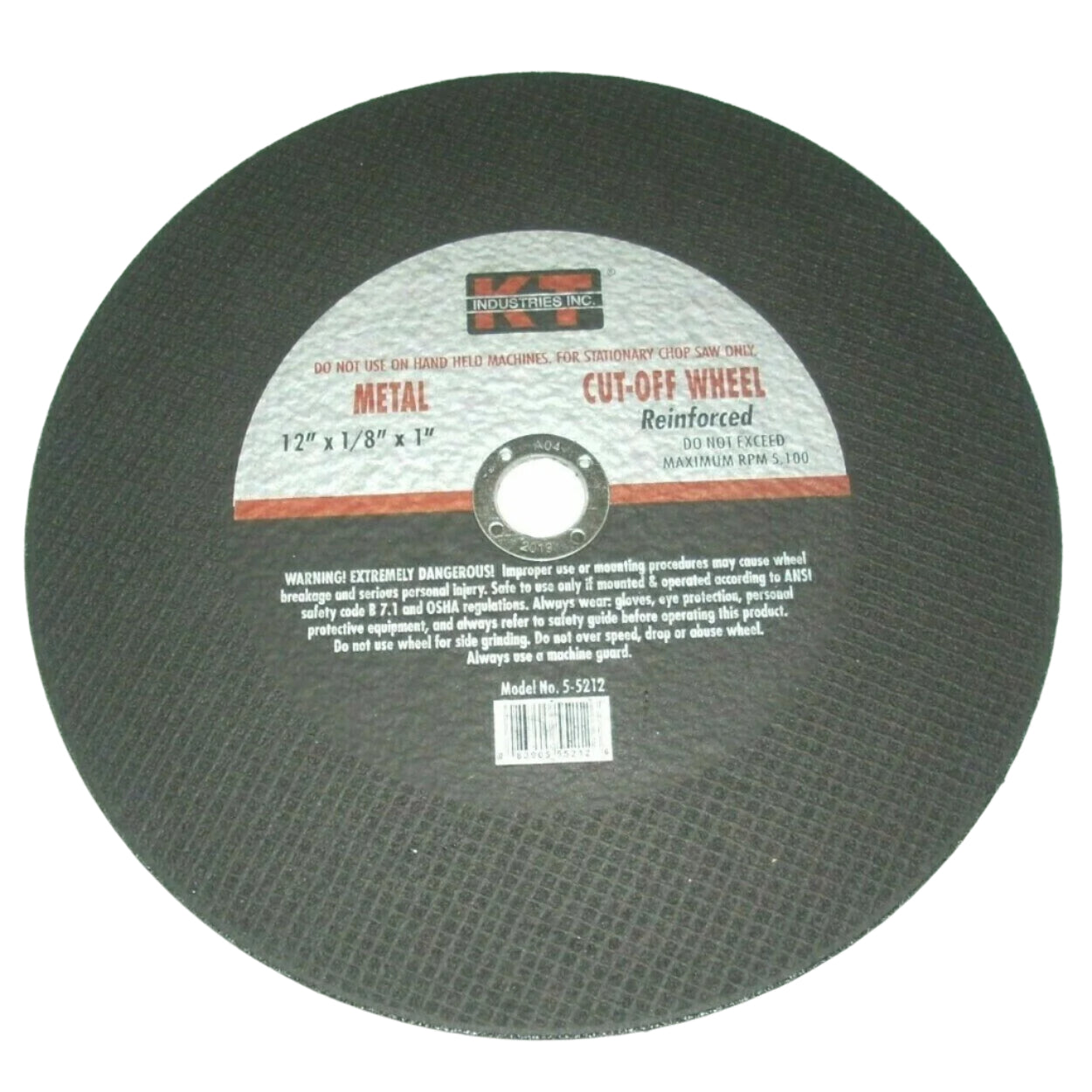 KT Industries 5-2212 Metal Chopsaw Wheels 12 x 1/8 x 1" Arbor 10 pk