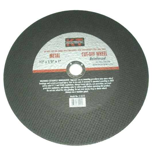 KT Industries 5-2212 Metal Chopsaw Wheels 12 x 1/8 x 1" Arbor 10 pk