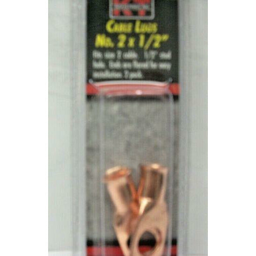 KT Industries 2-2343 Copper Welding Battery Cable Lugs No. 2 x 1/2" Hole 2pk