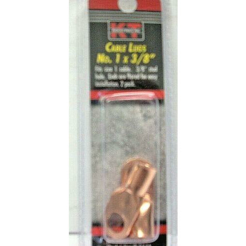 KT Industries 2-2346 Copper Welding Cable Lugs #1 x 3/8 Hole Battery Lug 2pk