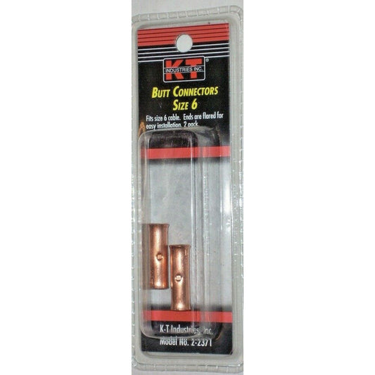 KT Industries 2-2371 Copper Butt Connectors for No. 6 Cable 2pk