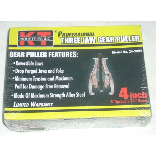 KT Industries 24-3004 Three Jaw Gear Puller 4" Spread w 2 1/2" Reach Reversible