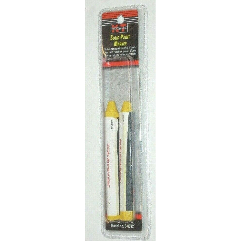 KT 5-0042 Solid Paint Marker Yellow Permanent Metal Glass Wood or Plastic 2pk